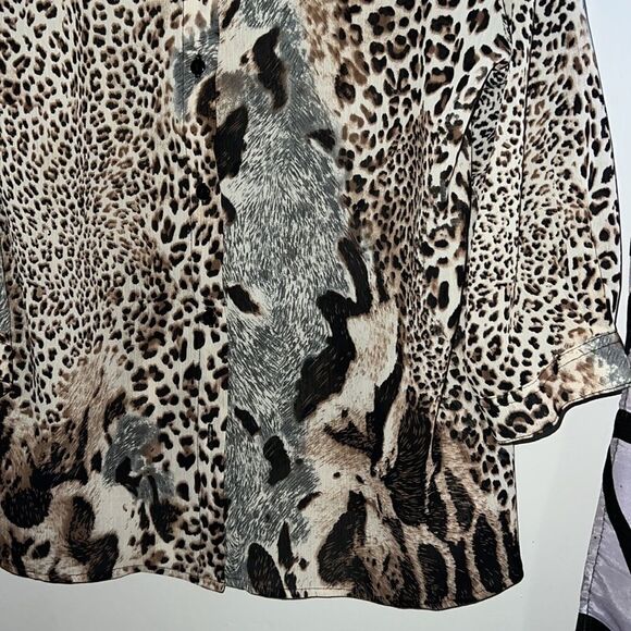 Vintage Animal Print Blouse Shirt Semi Sheer 90s Tiger Print by N Touch Medium - Picture 5 of 7